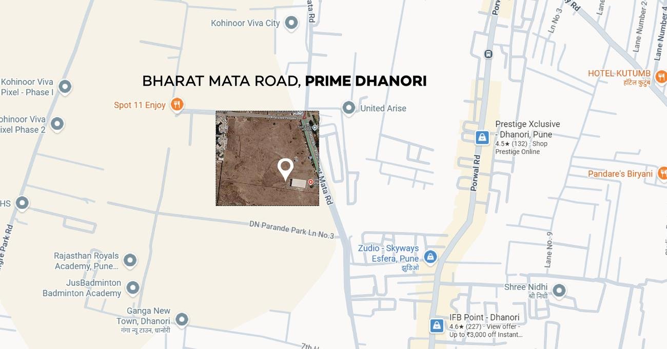 Map of the UQE101 site on Bharat Mata Road, Dhanori